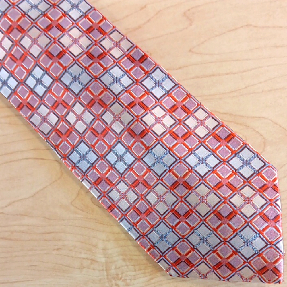 Elegant Farentino Ferre Geometric Red and Blue Men's Tie